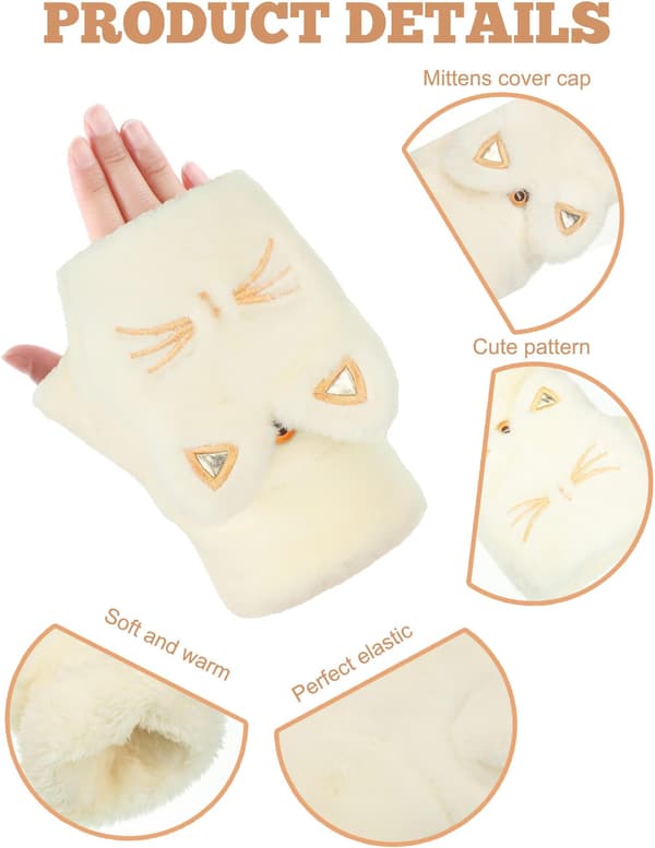 Vinterhansker Vindtette Termiske Varme Hvite Svarte 2 Par 16cm Unisex Kaldt Vær