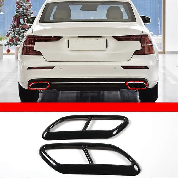 Sort Eksosrør Bakre Ramme Trim Deksel i Rustfritt Stål for Volvo S60 2020 S90 V90 2