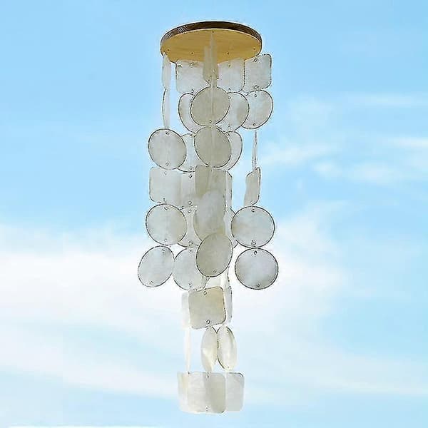 Artwork Capiz Garden Wind Chime With Cool, Natural Zen Charm Light blue Light blue