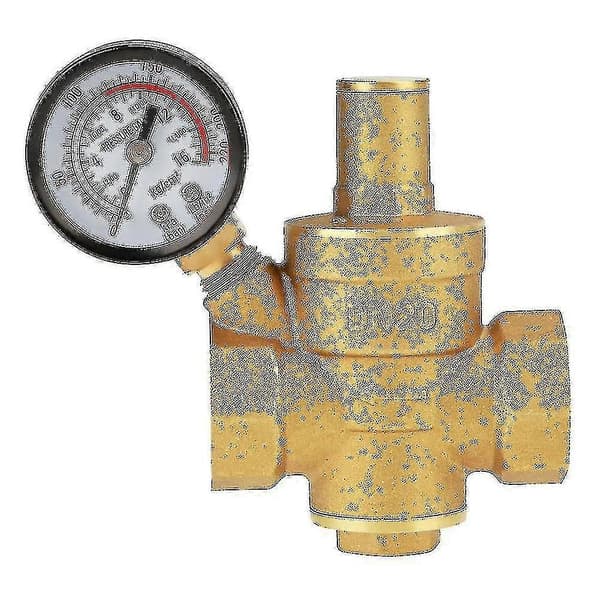 Justerbar vandreduktion Dn20, messingregulator + vandtryksmåler (dn20)