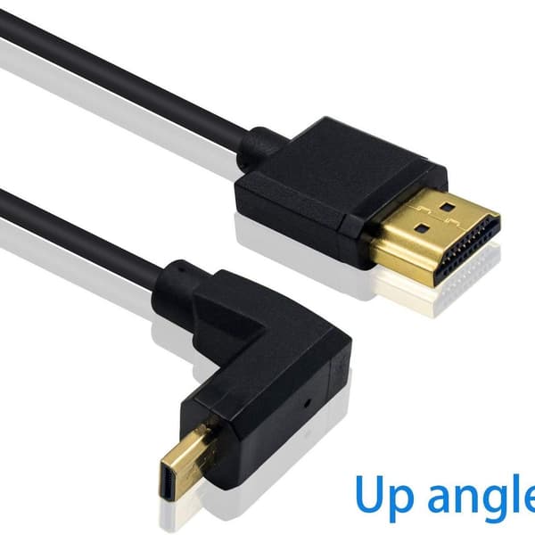Micro HDMI til standard HDMI-kabel, Micro HDMI til HDMI spiralvinklet 1,2 m