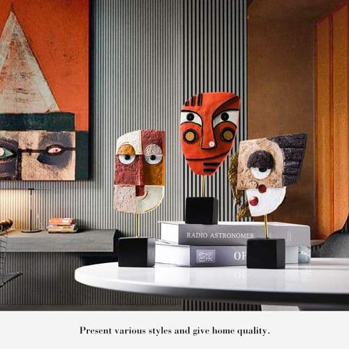 Kroppsskulptur, abstrakt ansiktsstatue, abstrakt kunstharpiksskulptur