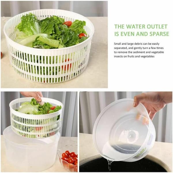 Salad Spinner, Vegetable Washer and Dryer with Large Handle, Drain Basket, Dishwasher Safe, for Home Kitchen, 22 x 15 cm