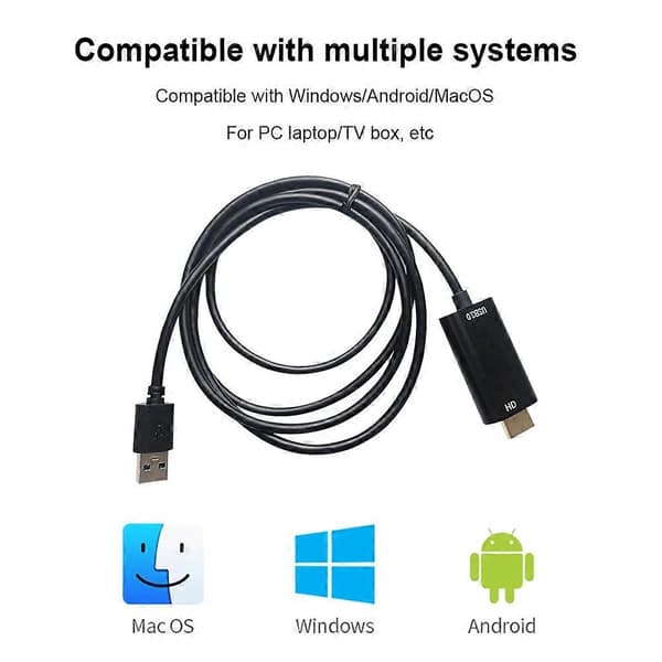 XCU01 3m HDMI HD Videokonverteringskabel USB 3.0 til HDMI 1080P Adapterkabel til Mac OS/Android/Windows