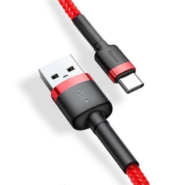 BASEUS Cafule Series 2m 2A Type-C Data Synkroniseringskabel Nylonflettet Ladekabel - Rød