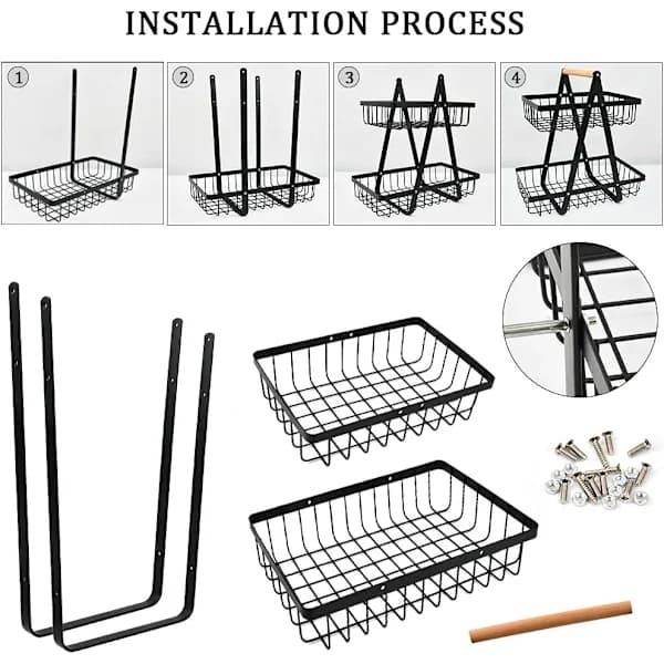 2-Tier Fruit Basket, Fruit Bowl Bread Basket Vegetable Rack, Detachable Fruit Basket for Fruits, Vegetables Home, Kitchen