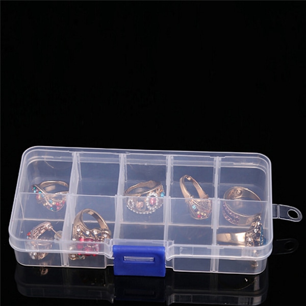 Plast 10 Rum Justerbar Smykkeskrin Opbevaringsboks Case Craft Orga White