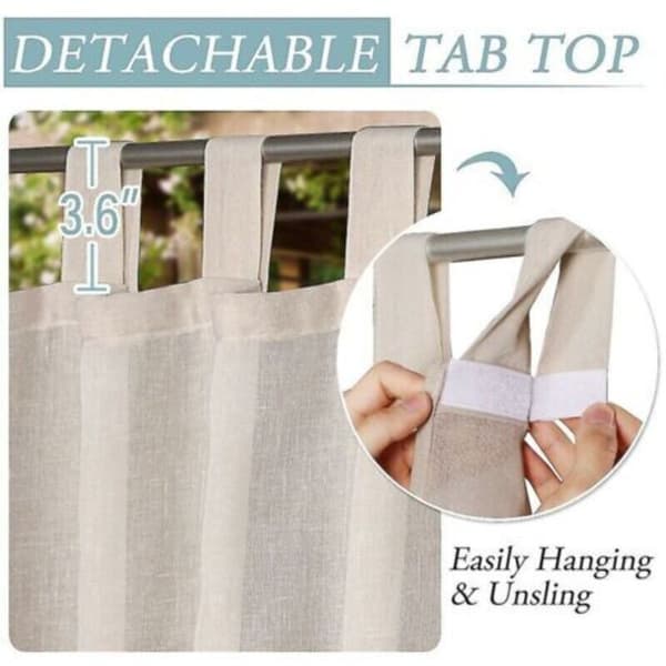 Waterproof Self-Adhesive Outdoor Curtains Natural Material Linen Removable 5284