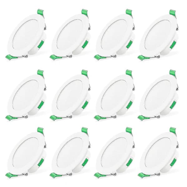 12 stk 7W Hvite LED Downlights Innfelte Taklamper Slank Spot Light