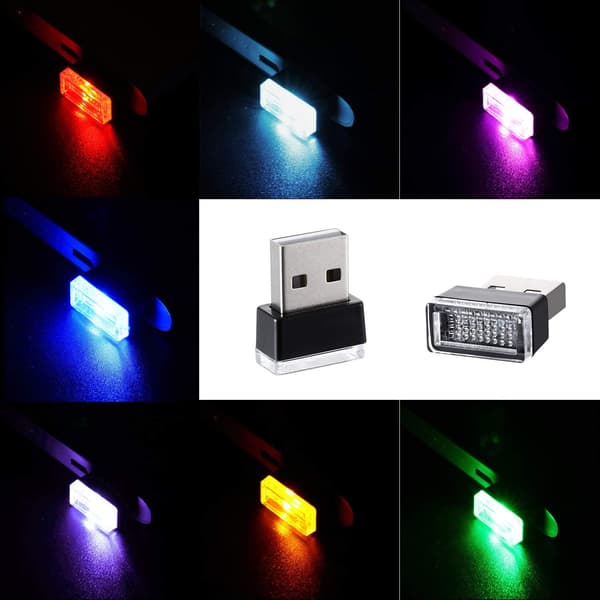 7 stk USB LED-biler indre atmosfærelys, 5V stiklys