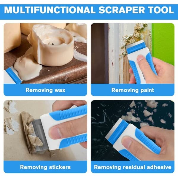 Glass Scraper for Hob, Including 20 Extra Scraper Blades, Multifunctional Cleaning Scraper for Scraping Labels, Decals, Stickers, Grout