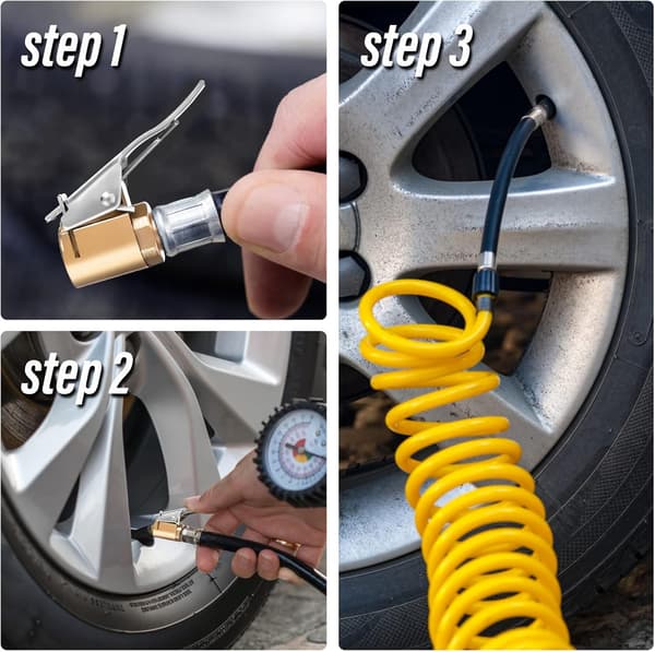 2-pak luftchuck med clip-adapter, til dækpumpe, tung
