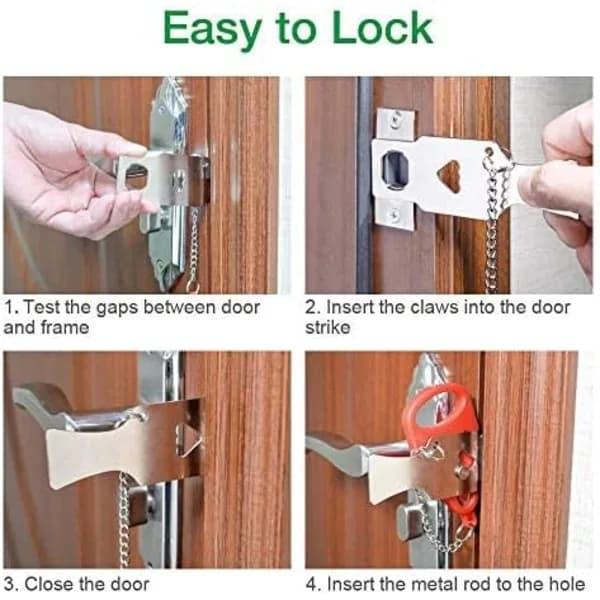 Portable Door Lock, Travel Lock, Add Extra Lock for Increased Security