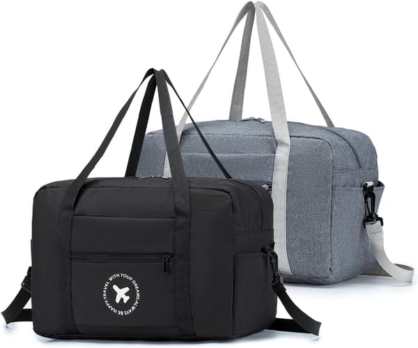 2-pack 40x20x25cm Cabin Bag - Foldable Underseat Hand Luggage with Strap-FX-