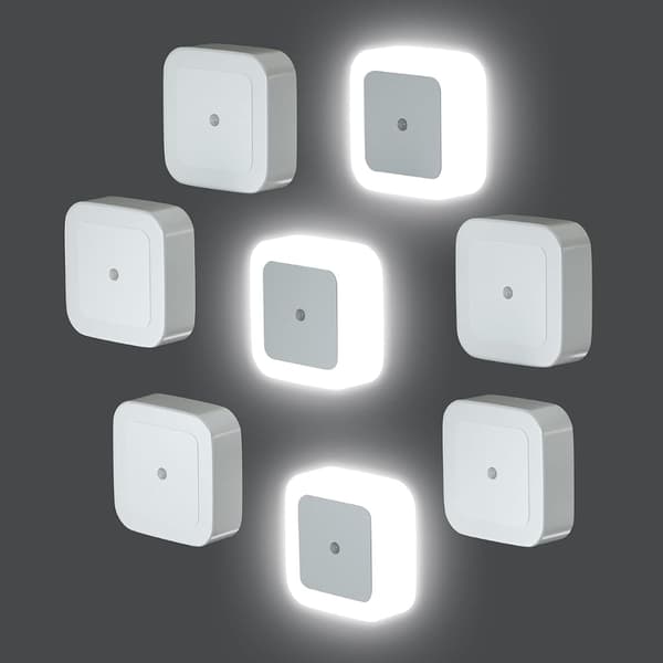 8 Pieces Night Lights with Automatic Dusk-to-Dawn Sensor LED Nightlight for Bedroom Bathroom Toilet Stairs Kitchen