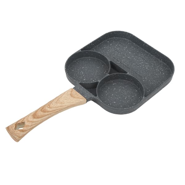 Egg Burger Maker Pan 3 Sections Divided Grill Frying Pan Non Stick Omelette Pan for Home Kitchen