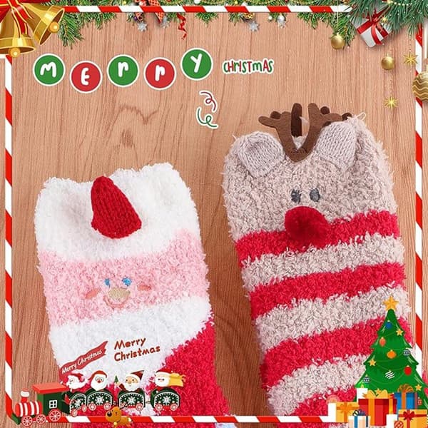 #Varme sokker Juleplyssokker, 2 par Korallfleece#