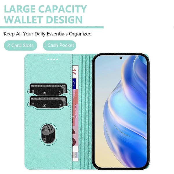 Galaxy A16 4G/5G Plånboksfodral med RFID-blockering & Läderfodral med Litchi-textur [DB] Multicolor Mint Green
