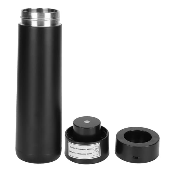 Smart Water Bottle with Touch Screen Temperature Display, Timed Reminder, USB Power Connection, Vacuum Cup, Black