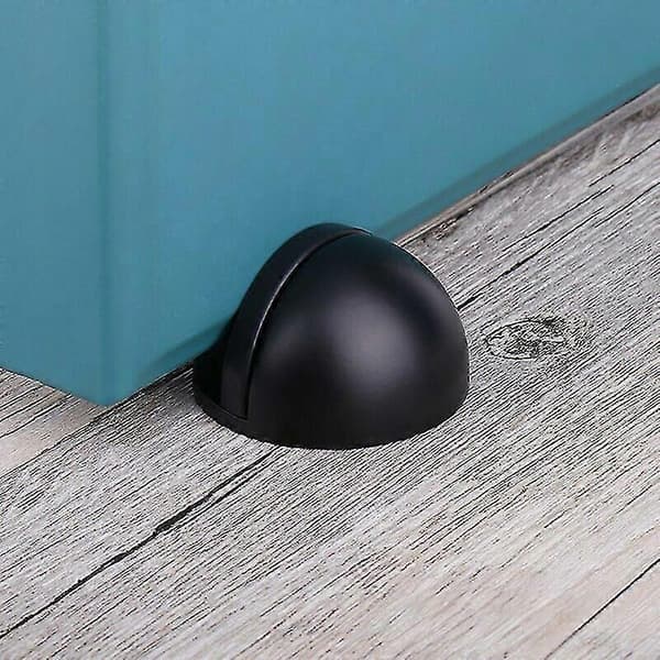 Dørstopper i rustfrit stål, tyk gummiblok, antikollision, lydløs, møbelbeslag, 1 stk, 4,5*3 cm, SORT