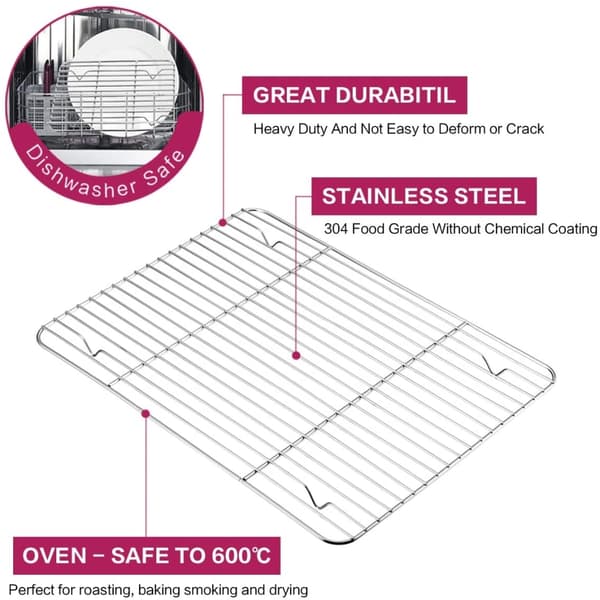 Kitchen Grill Rack Cooling Rack Mesh Stainless Steel Grid Wire Rack for Cooking Roasting Drying Grilling