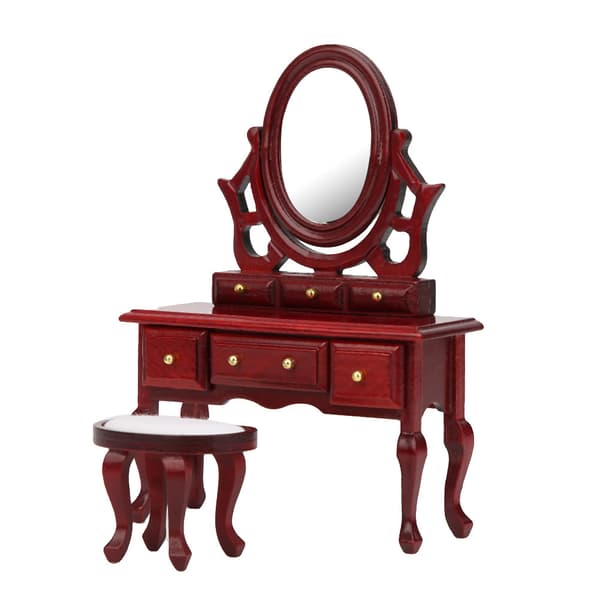 1:12 Dollhouse Miniature Bedroom Furniture Dressing Table Stool Model Toy Accessories Simulation Dressing Table