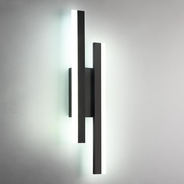 Modern 50cm LED Wall Light, 16W Creative Long Parallel Design, 3 Color Temperatures 3000K/4000K/6000K, Black-FX-