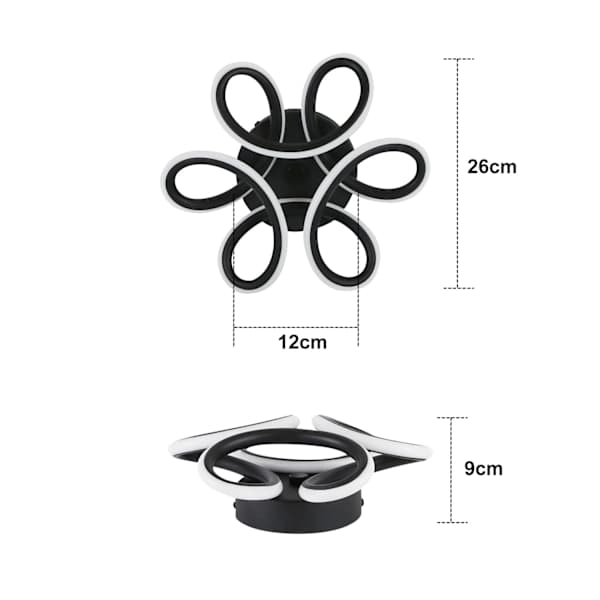 LED Ceiling Light Black Small Hall Lamp 30W Kitchen Lamp Modern Warm White Bedroom Lamp 3000K Geometric Design Lamp