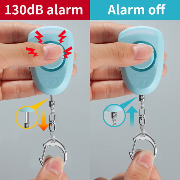 Rechargeable Personal Safety Alarm Keychain with 130dB SOS and LED Light White White White