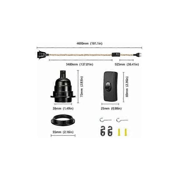 Retro Loftlampe med Reb, E27-fatning og 4,5 m Kabel
