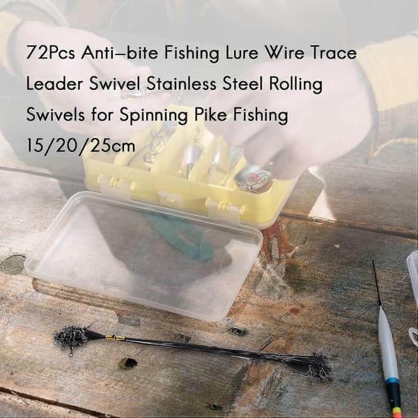 72 stk Anti-bite Fiskeagn Wire Trace Leader Swivel Rustfritt Stål Rullende Svivel for Spinn