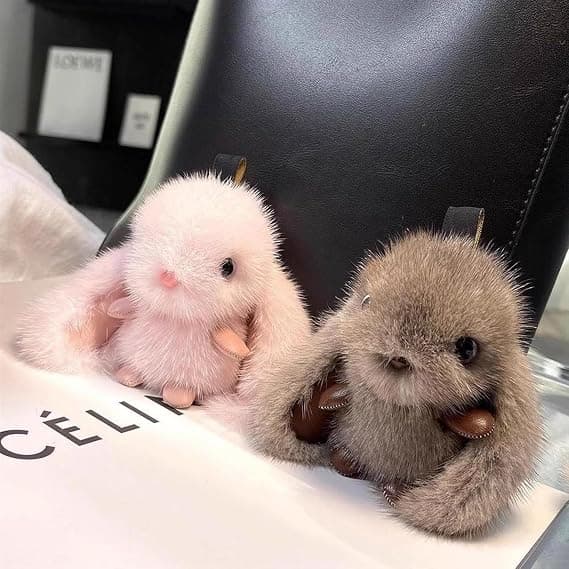 Fluffy Rabbit Keychain, Plush Lulu Rabbit Keychain for Women, Soft and Cute Rabbit Bag Accessory, Easter Birthday Gift.