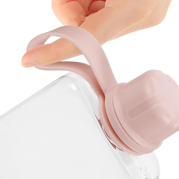 flat vannflaske 240ml av plast, rosa, bærbar for reise -