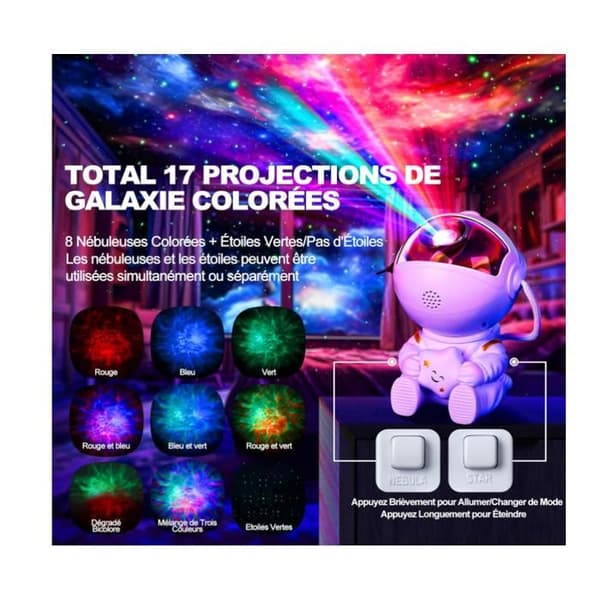 Astronaut Starry Sky Projector, Galaxy Projector with 2-Star Nebula, Remote Control, 360° Rotation, Speed, Decorative Lamp[YJD]