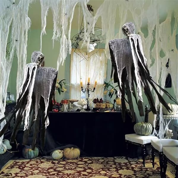 2025 For Halloween Skull Hanging Ghost Pendant Gauze Hanging Ghost Scene Layout Garden Decoration Props