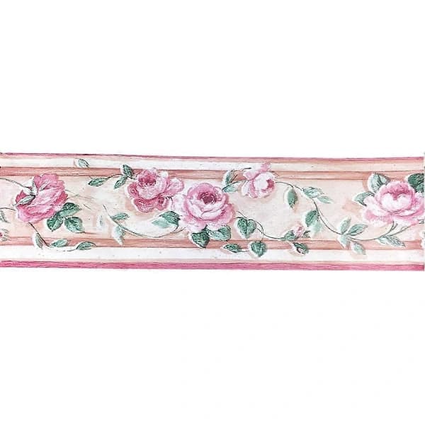 Self-adhesive wallpaper border, 10 cm x 10 meters (Pink)
