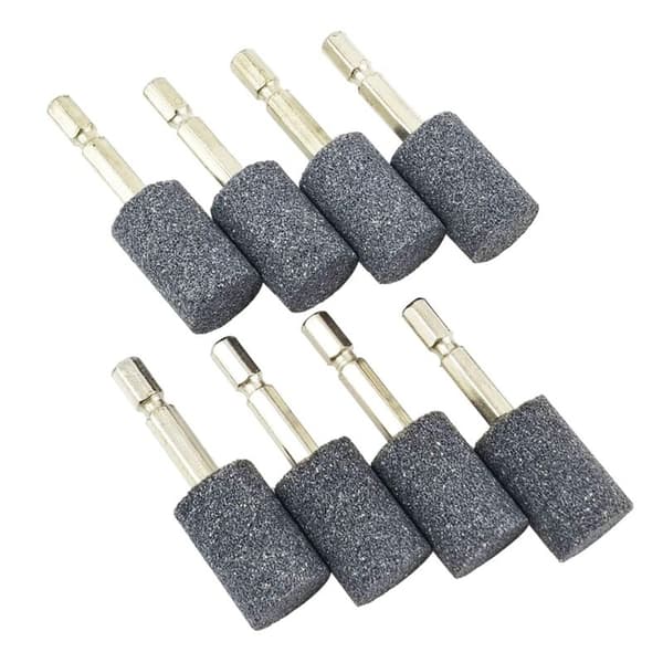 8 st Cylindrical grinding points - 1/4 inch hex shank grinding stone mounted grinding tip for drill rotary tools (20mm)
