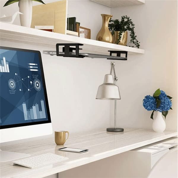 3-pack Laptopställ för under skrivbordet, passar under bord, svart bricka