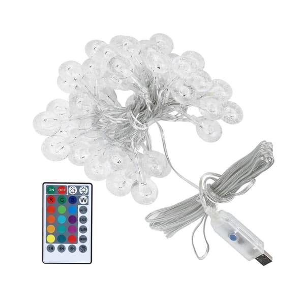 5m 50 LED String Light Waterproof RGB + WW Remote Control Ball KLB