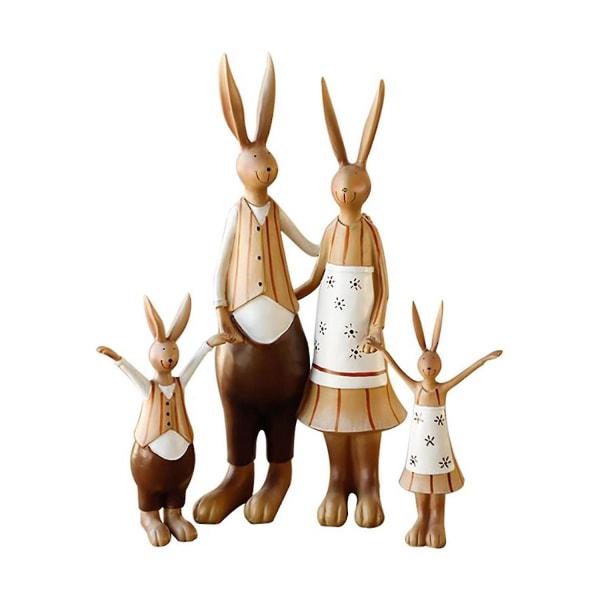 Modern kreativ kanin familj av fyra harts dekorativa ornament hantverk