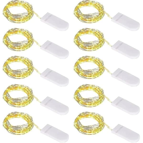 1m 10 Micro Ljusslingor Små Med Batteri 10 Stycken Led Slinga