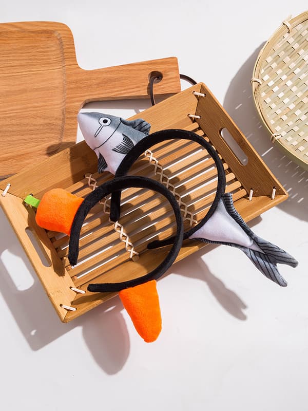2 søde gulerods-hårbånd, saltfisk-hårbånd, børn-voksen