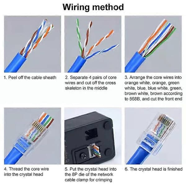 100 st/förpackning Cat6e Oskärmad Pass Through RJ45-kontakt Modulär kontakt [DB] Ej specificerad Not Specified