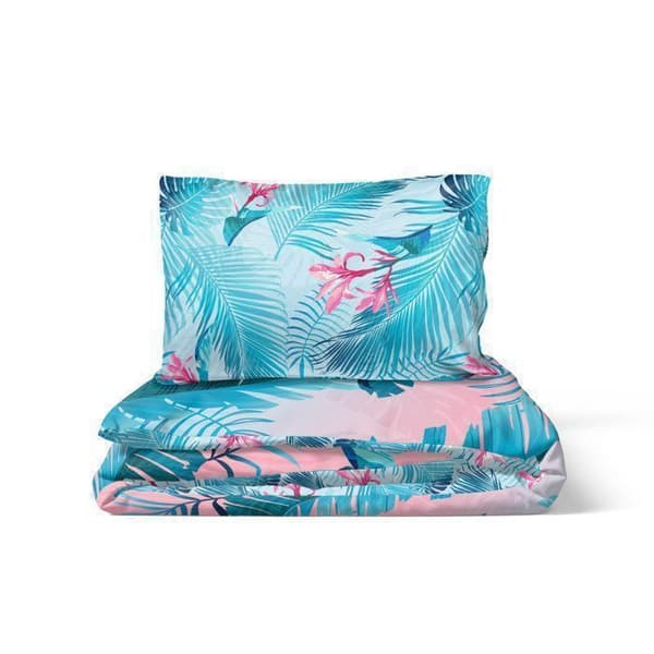 Sengetøy Disney Lilo & Stitch med blomster enkeltseng Blå Blå