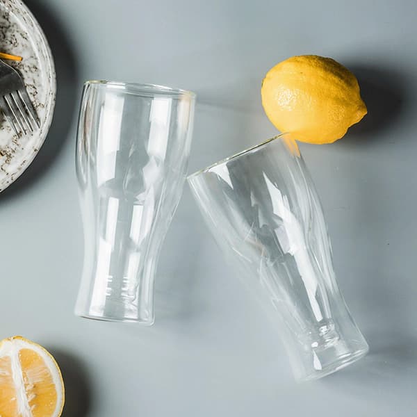 Transparent Double Wall Upside-Down Beer Glass for Draft Beer, Soda, Tea, 250ml Transparent 250ml Transparent 250ml