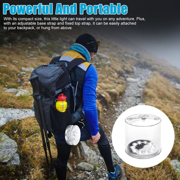 Solar LED Camping Lantern, 75 Lumens, 4 Modes, Portable Foldable, for Hiking Emergencies, Compatible with Solar Charging (2-pack)