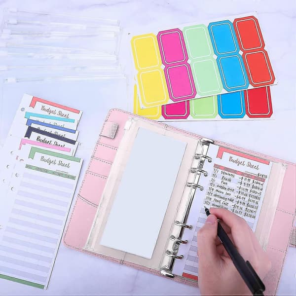 Cash Envelopes for Budgeting, Budget Binder, Budget Binder with Zipper Envelopes A6 Binder (Blue)
