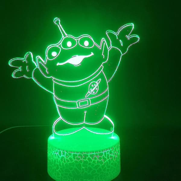 Toy Story Aliens 3D LED Natlampe Sengelampe Farveskiftende