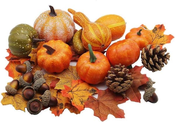 Thanksgiving Artificial Pumpkins Home Decor Set, Mix of 50 Artificial Harvests