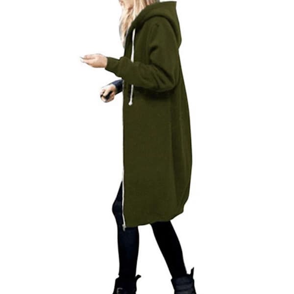 /NN/ Dame hettegenser med glidelås, lang, plus size marineblå{f2} Navy Blue L
